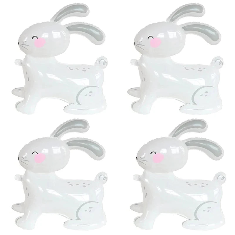 4pcs 4D Standing Rabbit Balloon Cute Cartoon Animal Foil Ballon Wedding Happy Birthday Party Decoration Kids Toys Baby Shower