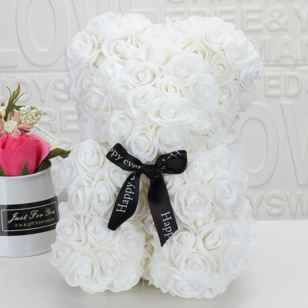 Romantic Valentine's DayCreative Eternal Flower Rose Bear Christmas Gift Rose Bear Hug Bear Wedding Flower Decoration Gift