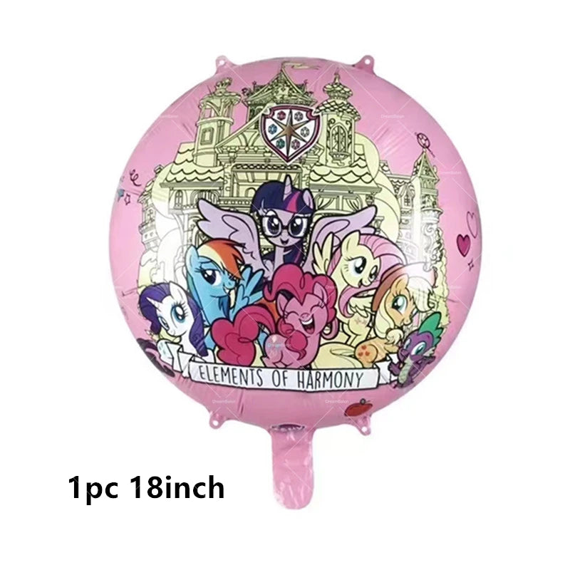 My Little Pony Foil Latex Balloon Happy Birthday Party Decoration Banner Cake Topper Kid Event Supplies Backdrop Disposable Toys