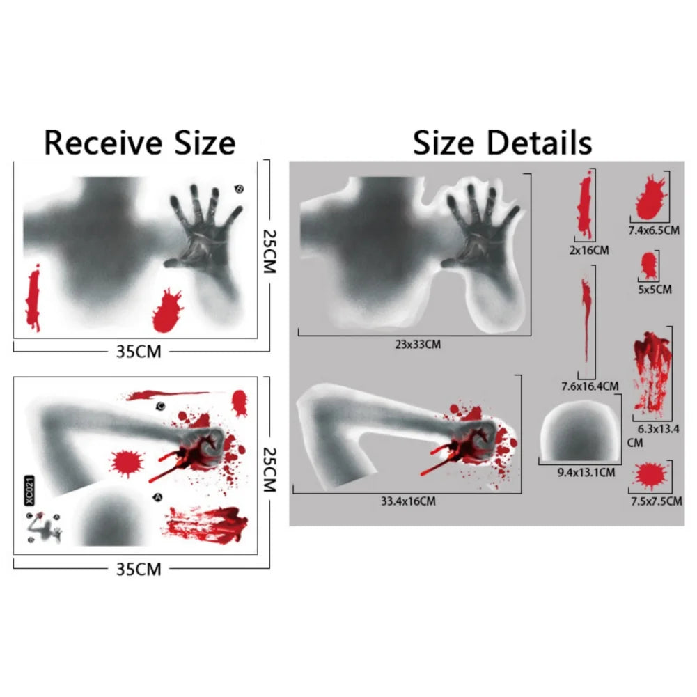 Removable Halloween Wall Stickers Horror Blood Fingerprints Window Stickers For Halloween Party Home Bar Floor Wall Decal