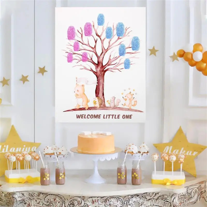 Gender Reveal Tree Gender Reveal Guest Book Party Fingerprint Tree Sign Baby Shower Guest Book Gender Reveal Coated Paper Decor