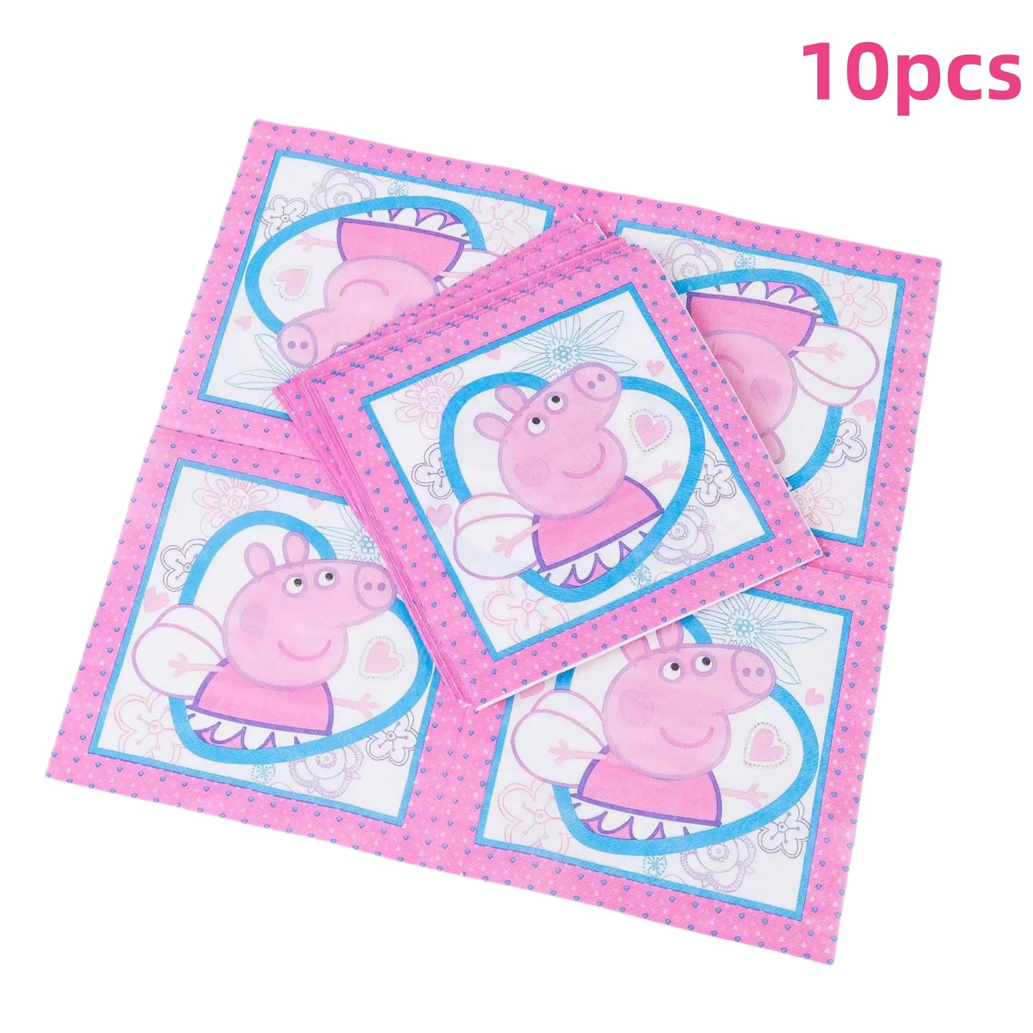 Cartoon Pig Family Birthday Party Balloon Decoration Set for Girls, Disposable Party Tableware Banner, Baby Shower Birthday Hat