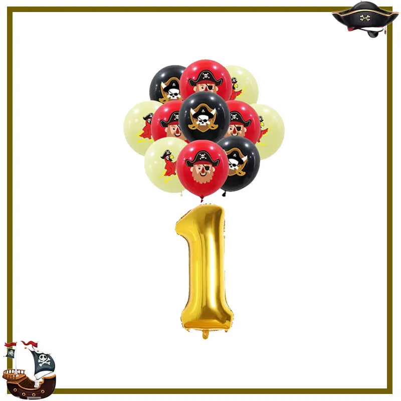 Pirate Birthday Party Decoration Balloon Tableware Tablecloth Backdrop Hanging Banner Cake Toppers For Kids Party Event Supplies