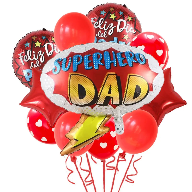11pcs/Set Best DAD Trophy Spanish Happy Father's Day Foil Balloons English Mother's Day Party Decoration Latex Air Globos Gifts