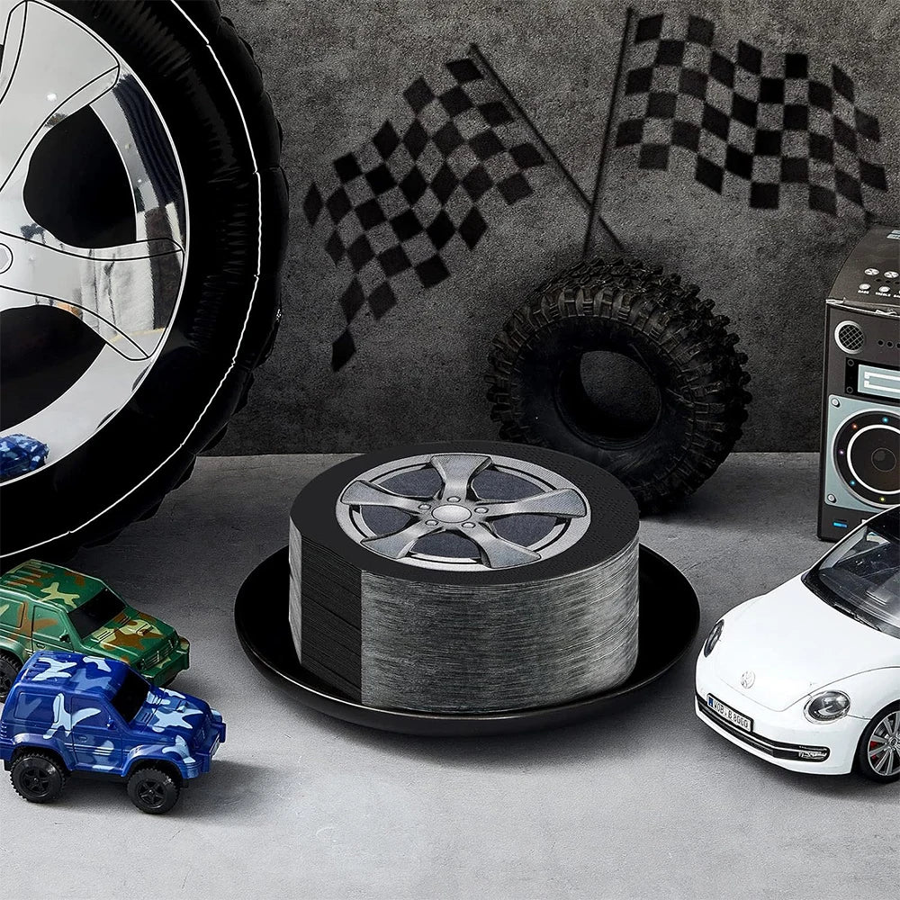 Tire Napkins Race Car Napkin Wheel Paper Napkin Car Party Decor Race Car Party Supplies for Birthday Baby Shower Birthday Party