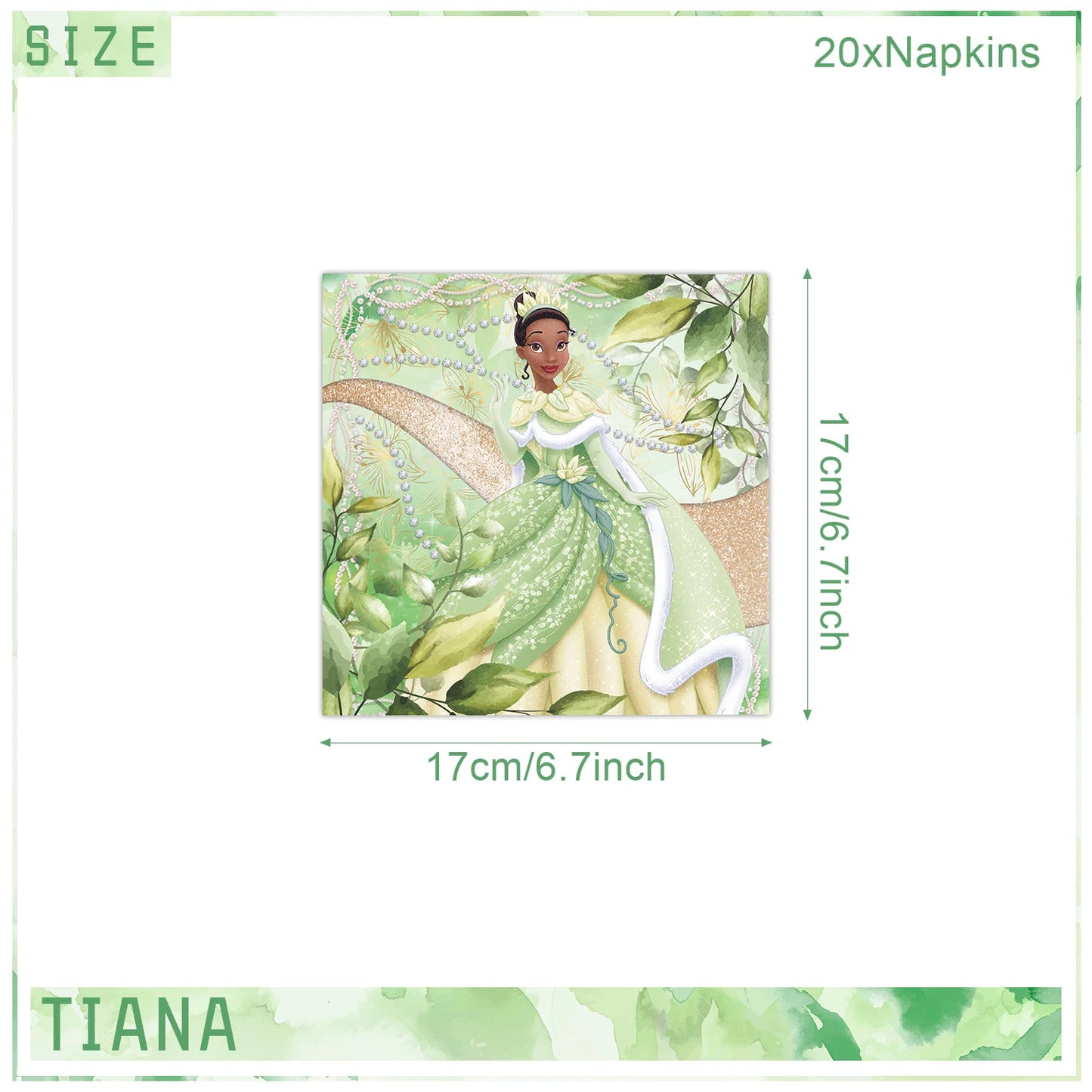 Tiana Birthday Party Supplies, Princess Tiana Tableware for Boys Girls Birthday Party Baby Shower Decorations