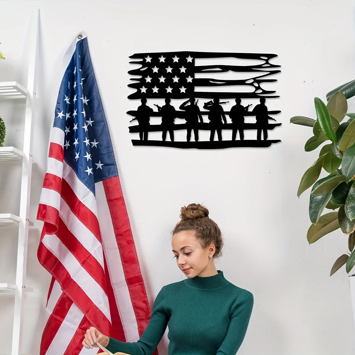 Custom American Patriot Soldier Metal Sign – Personalized Name for Independence Day Decor, Fourth of July Wall Art, Unique Gift