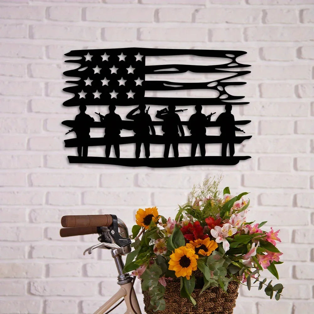 Custom American Patriot Soldier Metal Sign – Personalized Name for Independence Day Decor, Fourth of July Wall Art, Unique Gift