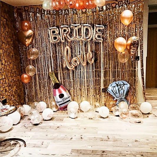 Bride Banner Rose Gold Champagne Bottle Baloons Bridal Shower Balloon Kit Bachelorette Party Decorations