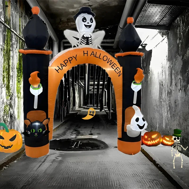 Halloween Inflatable Arch Toys Model Built-in LED Light Pumpkin Prop Outdoor Indoor Home Garden Party Terror Decoration