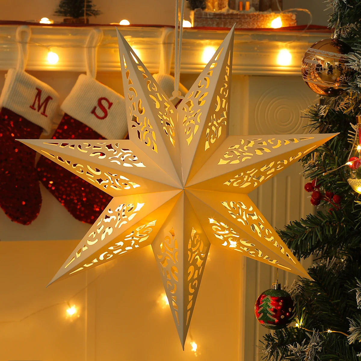 Hollow Star Hanging Pendants Ramadan Decorations 2025 for Home Ramadan Islamic Muslim Party Gifts Eid Mubarak Home Decorations