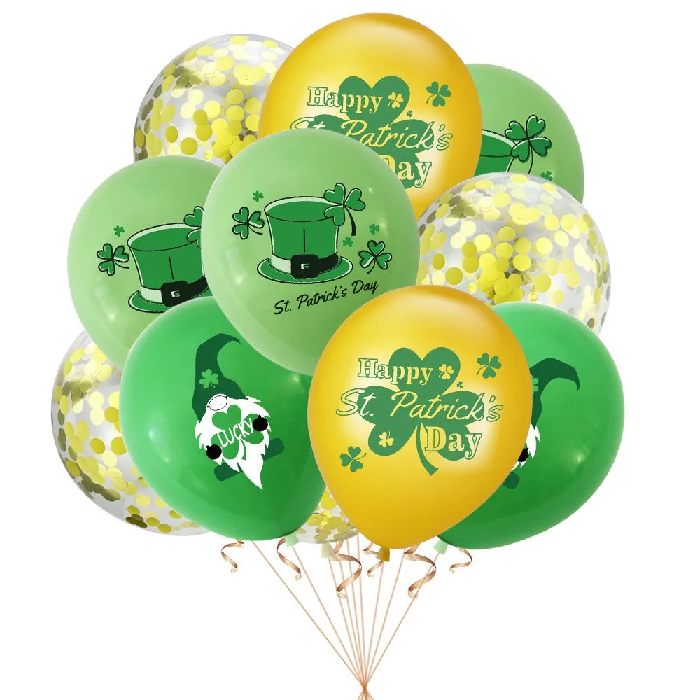 10Pcs Green St. Patrick's Day Balloons Latex Ballons St. Patrick’s Day Theme Party Decorations Irish Festival Party Air Globos