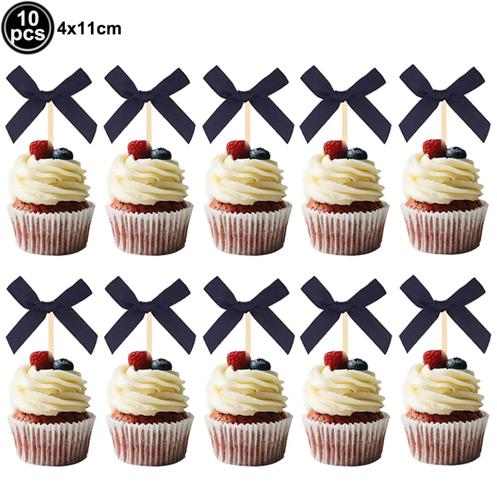Black Bow Party Supplies Bow Birthday Party Dinner Plate Cup Napkin Toppers Bow Party Decors for Bachelorette Bridal Baby Shower