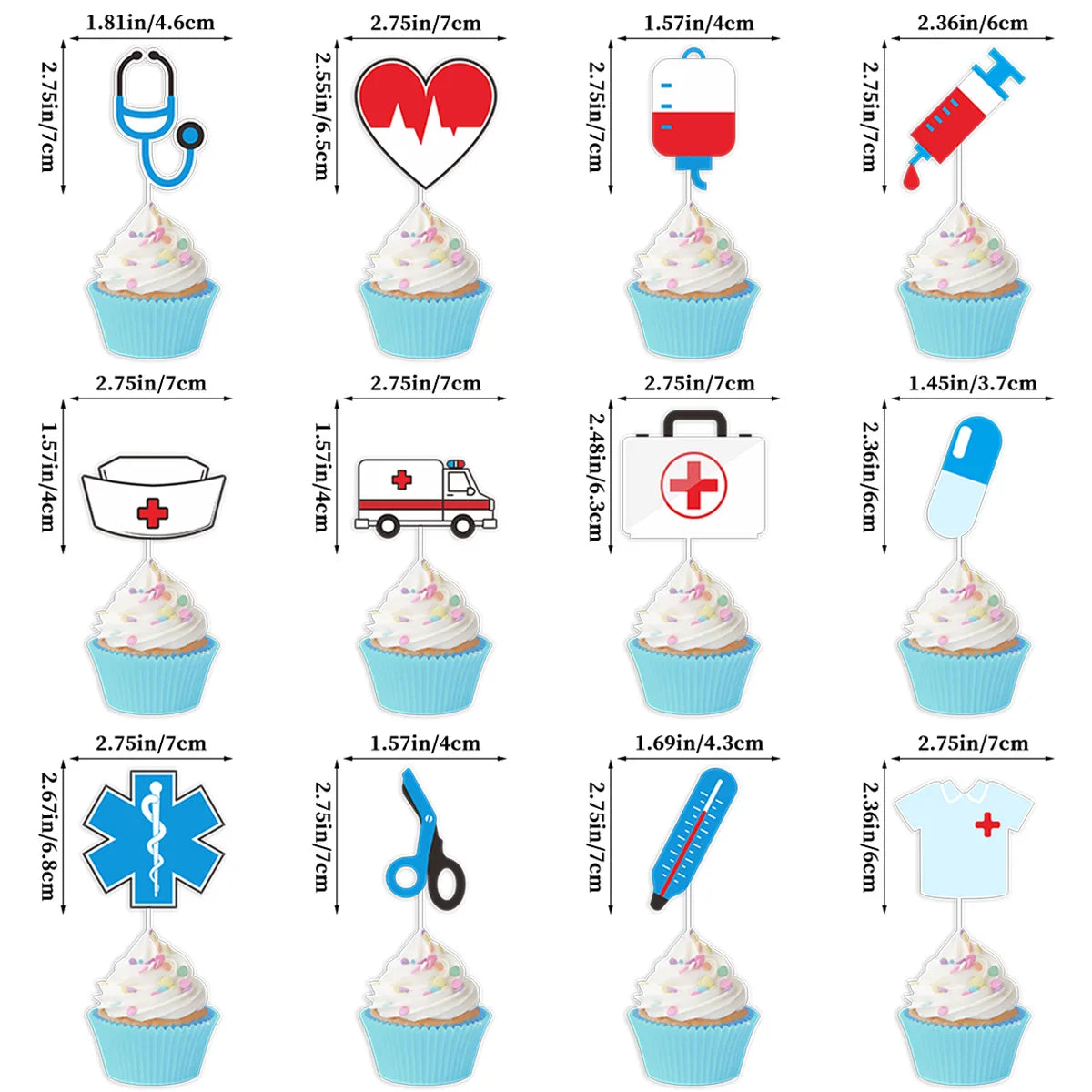 Doctor Nurse Graduation Theme CONGRATS Banners Cupcake Topper Balloon for Happy Nurse's Day Graduated Party Photo Props Decor