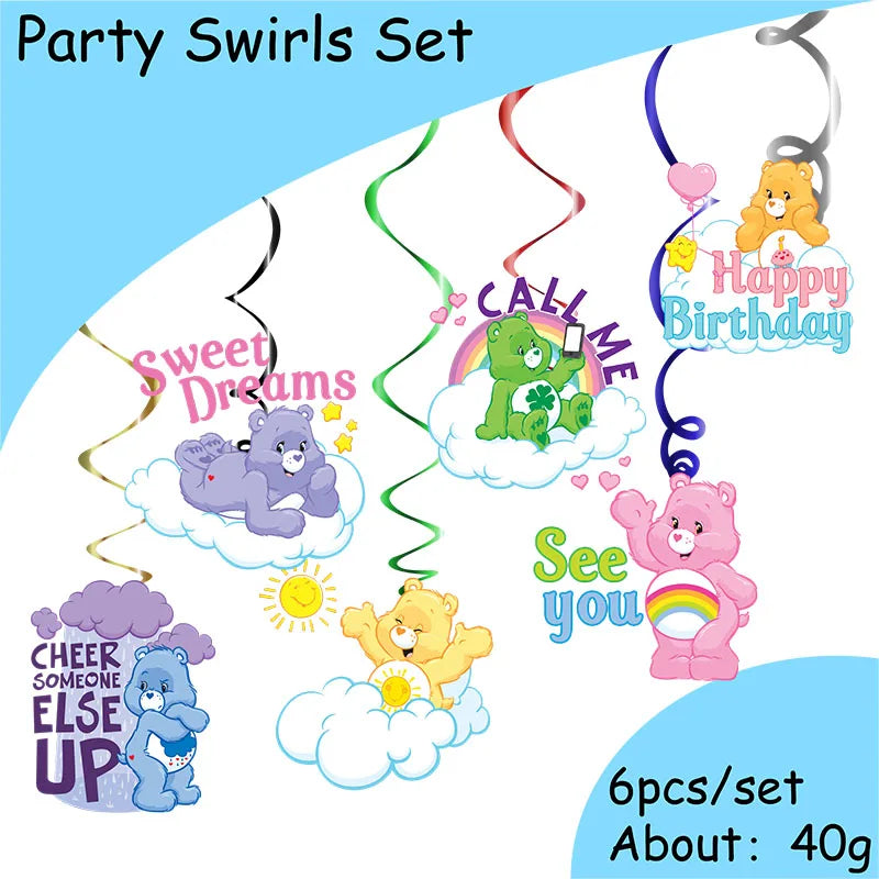 Rainbow Bears Birthday Decoration Angle Disposable Tableware Cup Plate Tablecloth Baby Shower Kids Girls Boy Party Supplies