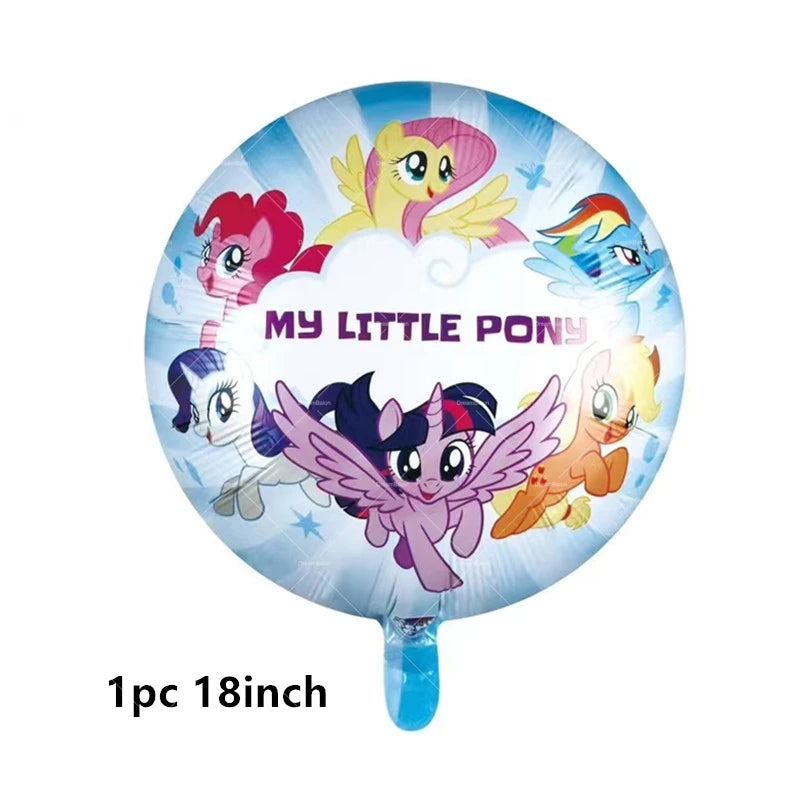 My Little Pony Foil Latex Balloon Happy Birthday Party Decoration Banner Cake Topper Kid Event Supplies Backdrop Disposable Toys