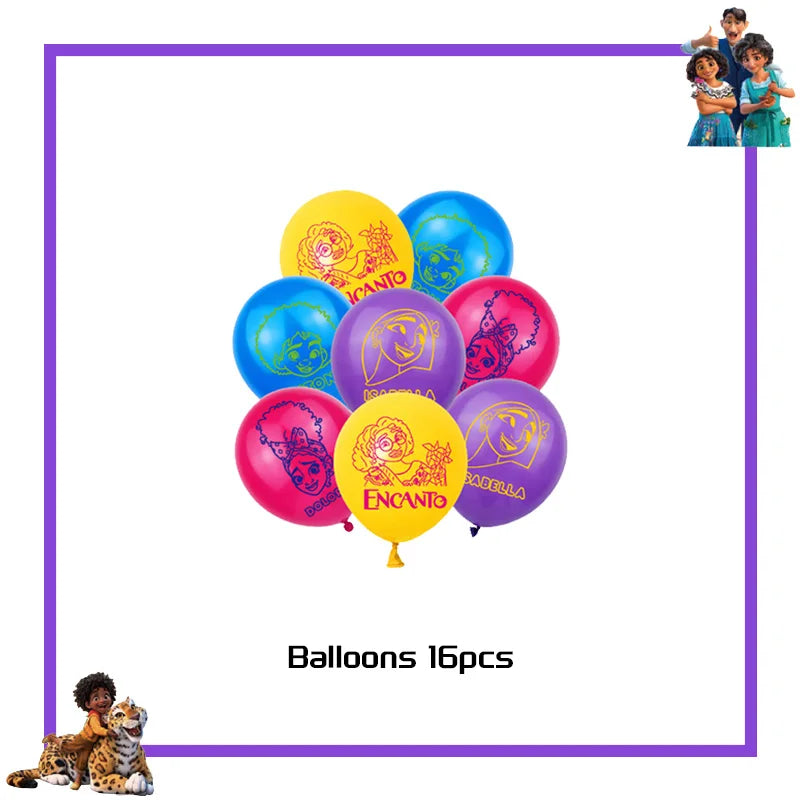 Encanto Birthday Party Decoration Balloon For Kids Event Supplies Tableware Set Plates Cups Napkins Cake Toppers Candy Box