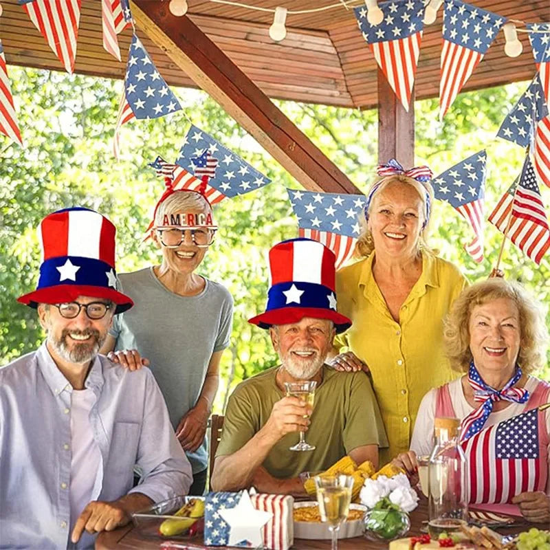 Party Velvet Hat Red White Blue Independence Day Flag Hat Uncle Sam Dress Up Top Hat