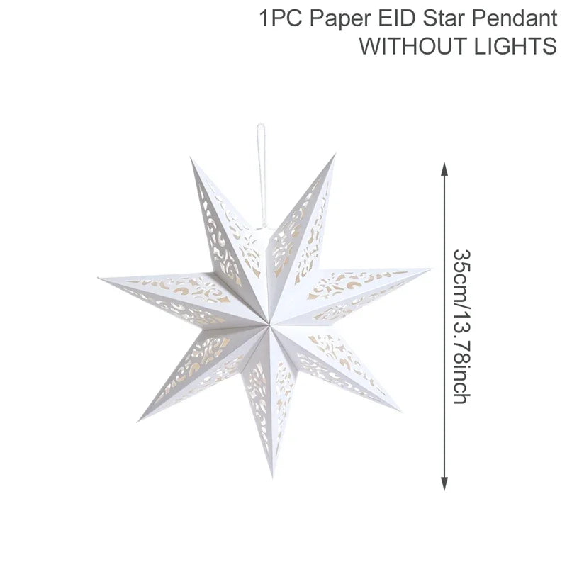 Hollow Star Hanging Pendants Ramadan Decorations 2025 for Home Ramadan Islamic Muslim Party Gifts Eid Mubarak Home Decorations