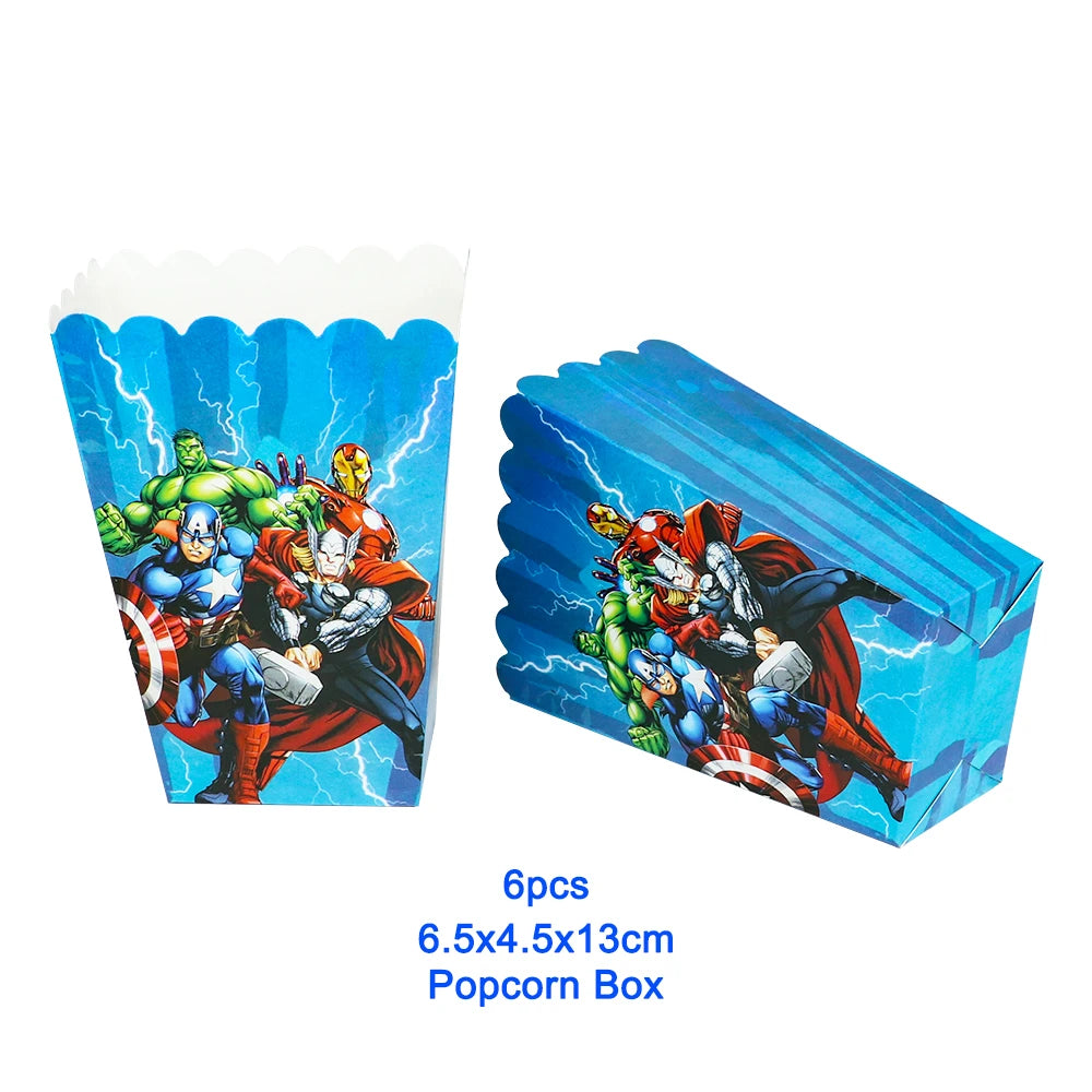Avengers Superhero Birthday Party Decoration Balloon Cake Plate Paper Cup Box Gift Bag Background Banner 10 People Tableware Set
