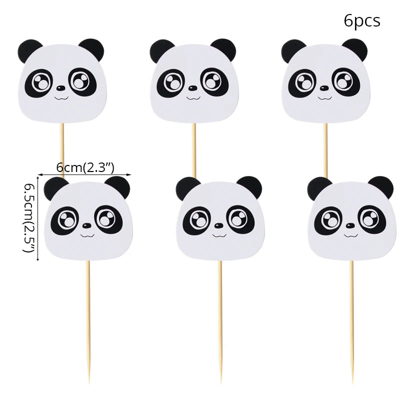 Panda Theme Party Decoration Kids Birthday Party Supplies Cute Panda Disposable Tableware Banner Cookie Bag Baby Shower Decor