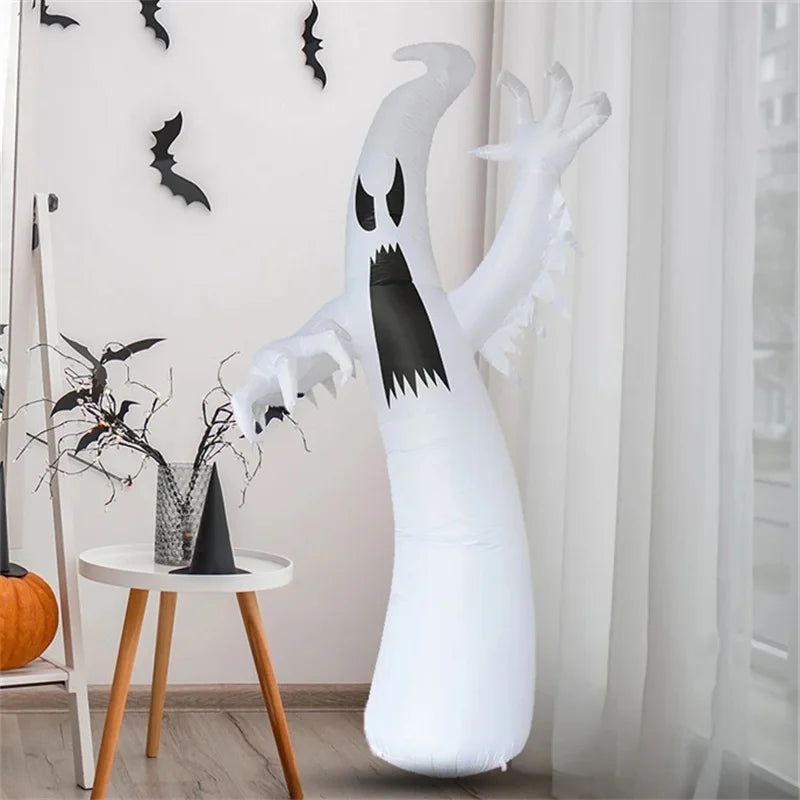 2.4M Giant Halloween Inflatable Toy Horror Ghost with LED Lights Indoor Outdoor Halloween Party Inflated Model Garden Decoration