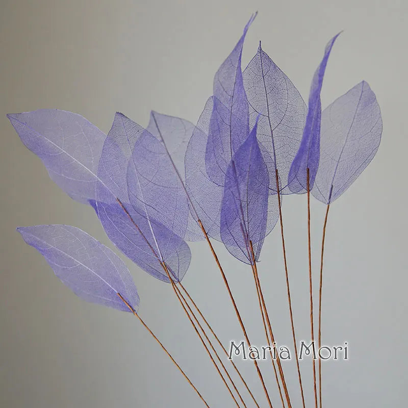 Home Decoration Lucency Leaves Natural Leaf Vein Immortal Artificial Flowers Wedding Table Decoration Wire Stem