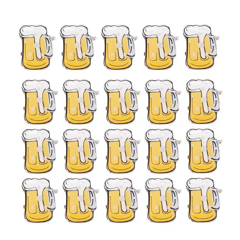 10/25Pcs LED Brooches Pin Beer Mug Brooch Jewelry Lapel Pin Oktoberfest For DIY Clothing Bags Jackets Hat Badge (Random Color)