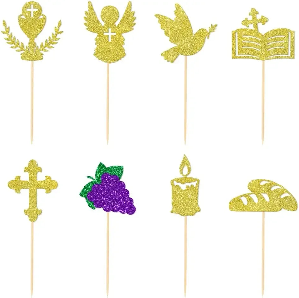 First Holy Communion Decorations First Primera Communion Banner Cake Topper Kit for Girls Boys Baptism Space Decorations