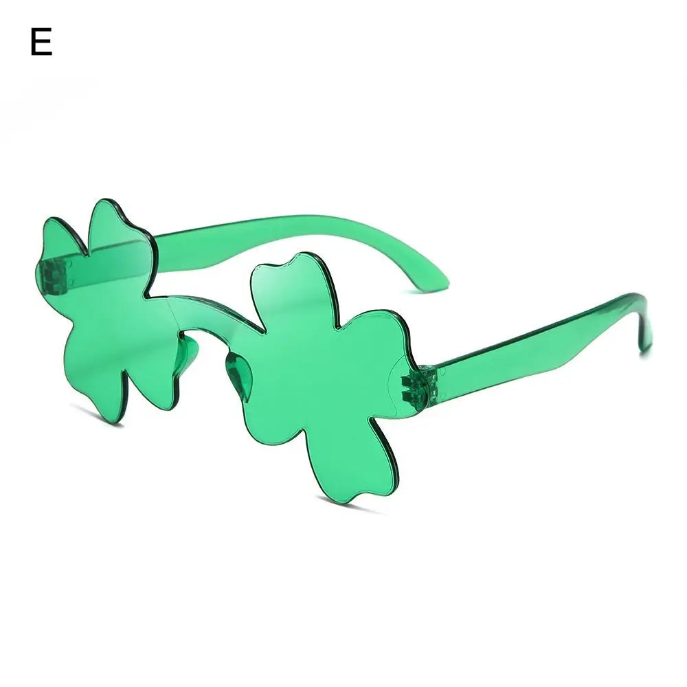 1pc St. Patrick's Day Irish Shamrock Sunglasses Green Four Leaf Clover Leprechaun Costume Glasses Party DIY Decor Supplies