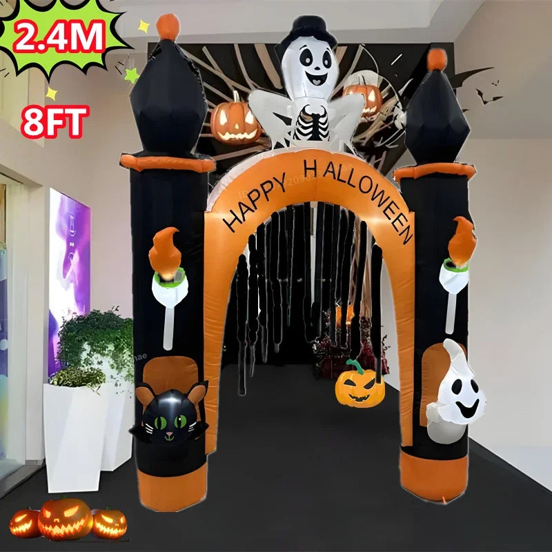Halloween Inflatable Arch Toys Model Built-in LED Light Pumpkin Prop Outdoor Indoor Home Garden Party Terror Decoration