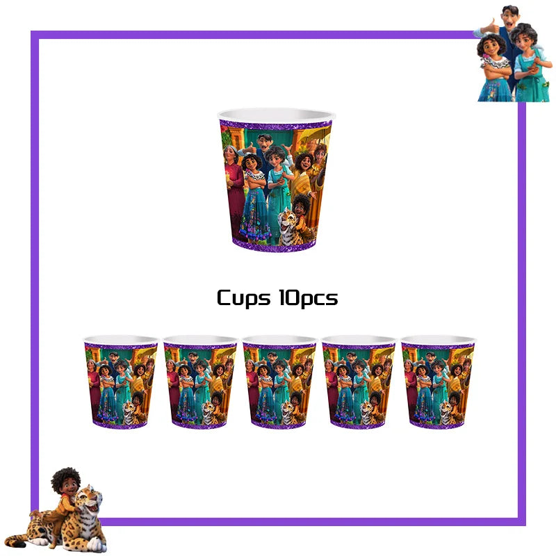 Encanto Birthday Party Decoration Balloon For Kids Event Supplies Tableware Set Plates Cups Napkins Cake Toppers Candy Box