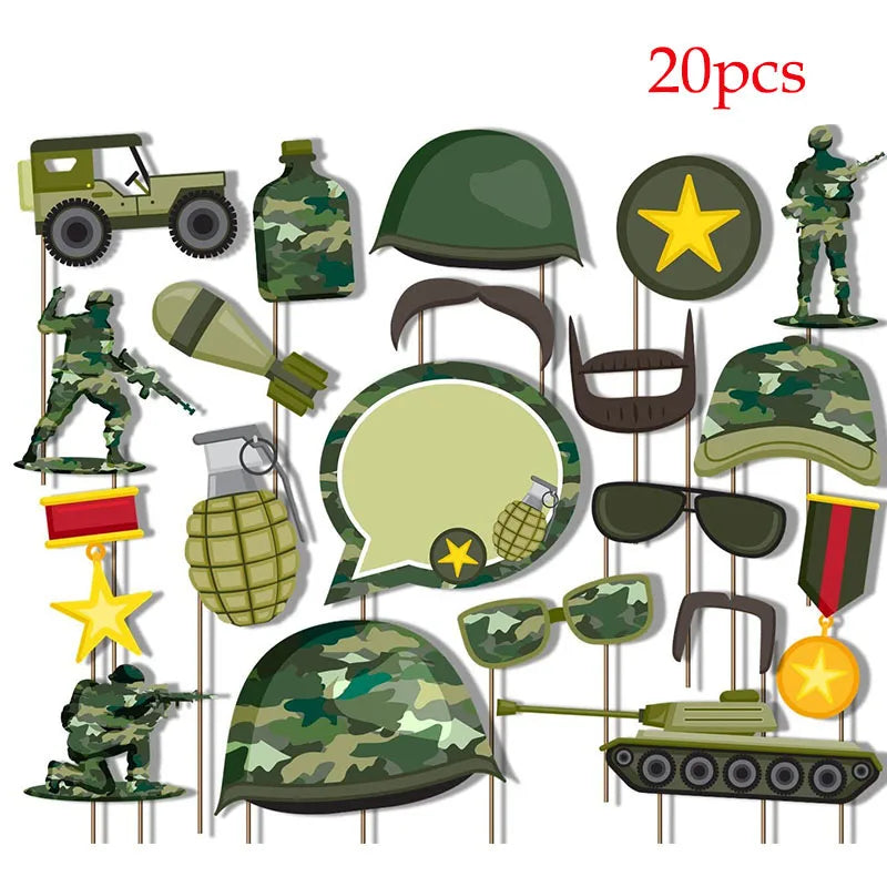 Camouflage Birthday Party Tank Cake Topper Happy Birthday Sign Cake Decor Soldier Camouflage Army Military Birthday Party Decors