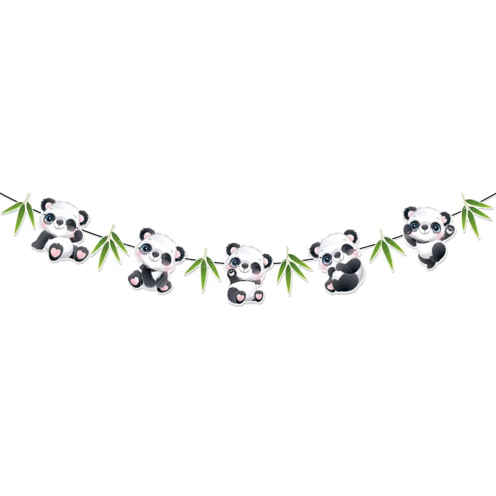 Panda Theme Party Decoration Kids Birthday Party Supplies Cute Panda Disposable Tableware Banner Cookie Bag Baby Shower Decor