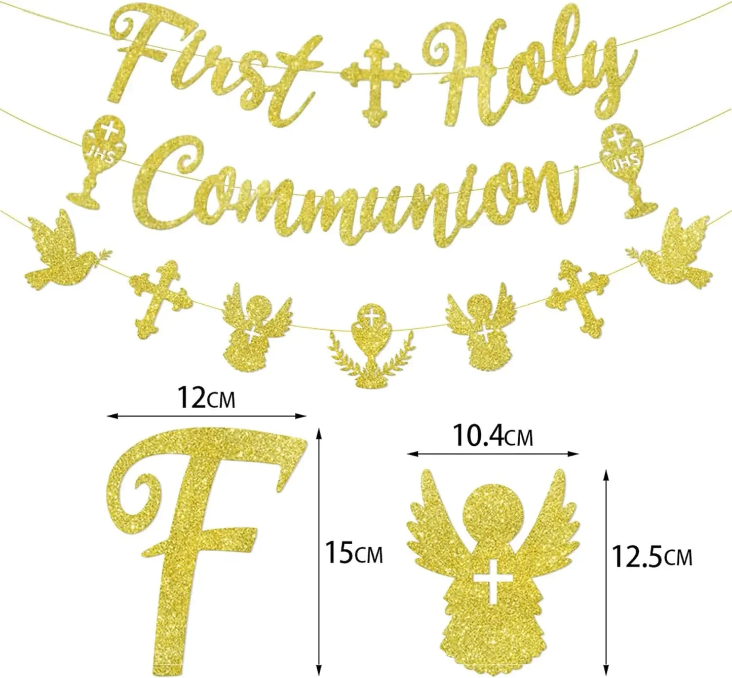 First Holy Communion Decorations First Primera Communion Banner Cake Topper Kit for Girls Boys Baptism Space Decorations