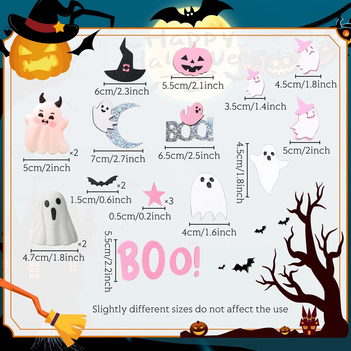 LaVenty Pink Halloween Cake Decoration Spooky One Ghost Cake Decoration Boo is One Cake Topper for Halloween Party Supplies