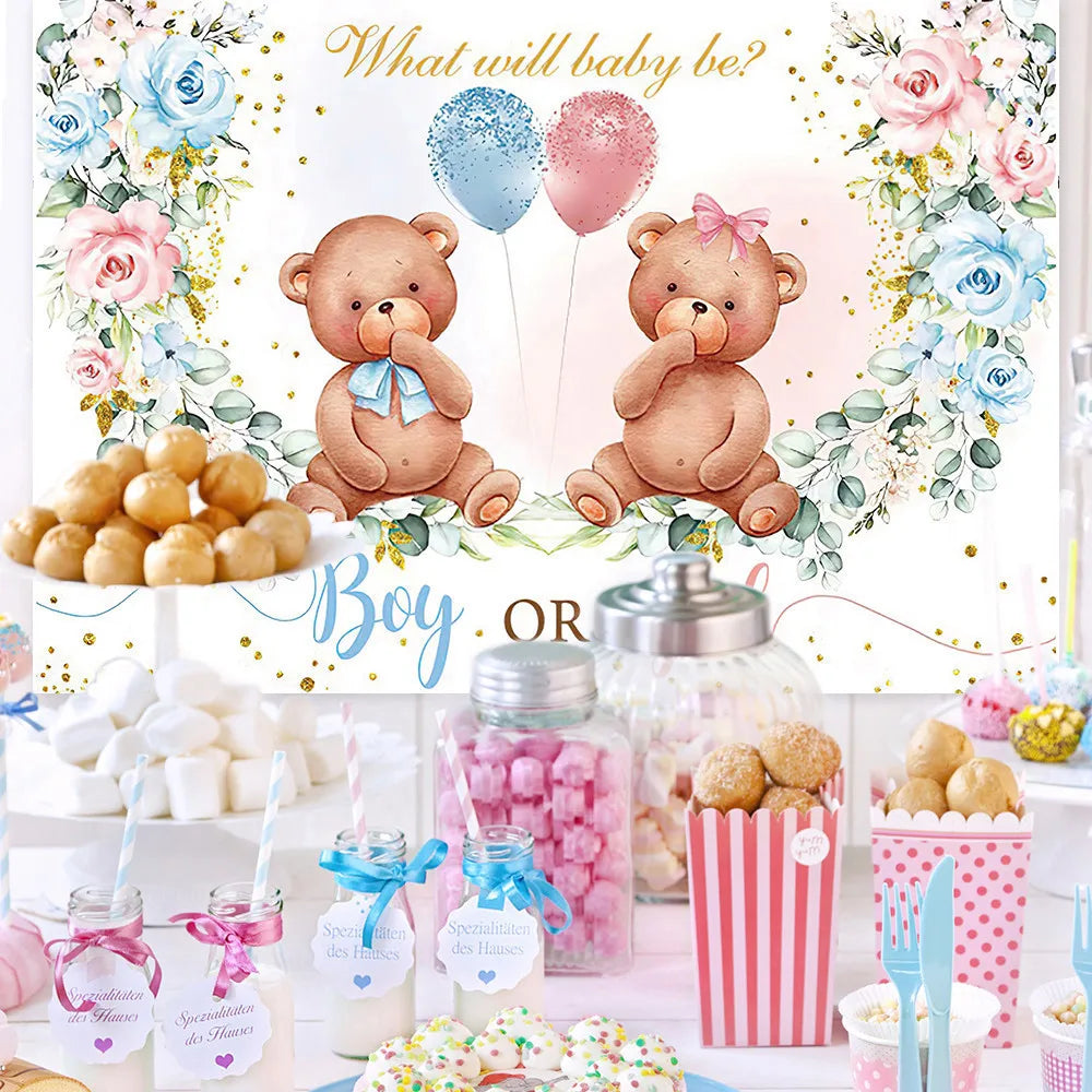 Boy Or Girl Gender Reveal Decorations Blue Or Pink Polka Dot Balloons Party Backdrop Gender Reveal Background Banner Supplies