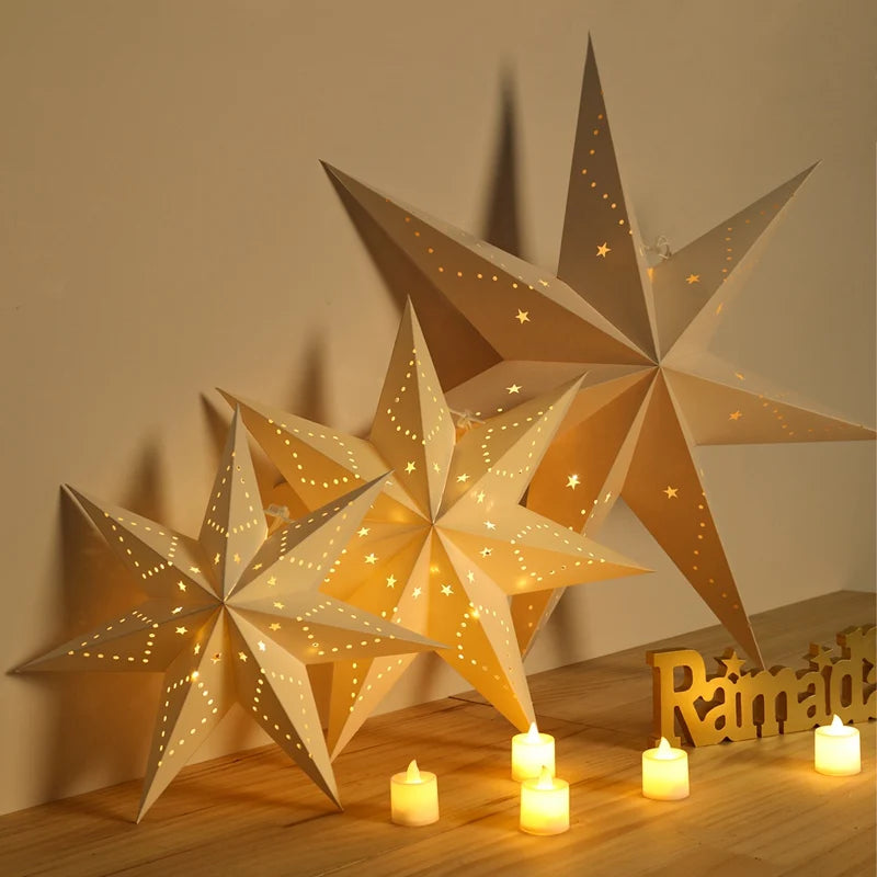 Hollow Star Hanging Pendants Ramadan Decorations 2025 for Home Ramadan Islamic Muslim Party Gifts Eid Mubarak Home Decorations