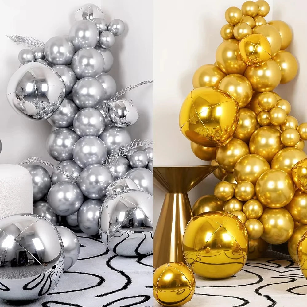 4D Foil Balloons Holographic Round Balloon for Birthday Bachelor Party and Christmas Gift Decoration Valentine's Day Baby Shower