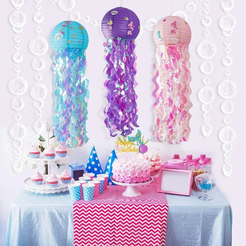 Mermaid Party Decorations Litte Mermaid Jellyfish Paper Lantern Under the Sea Party Decor Girl Babyshower Mermaid Birthday Decor