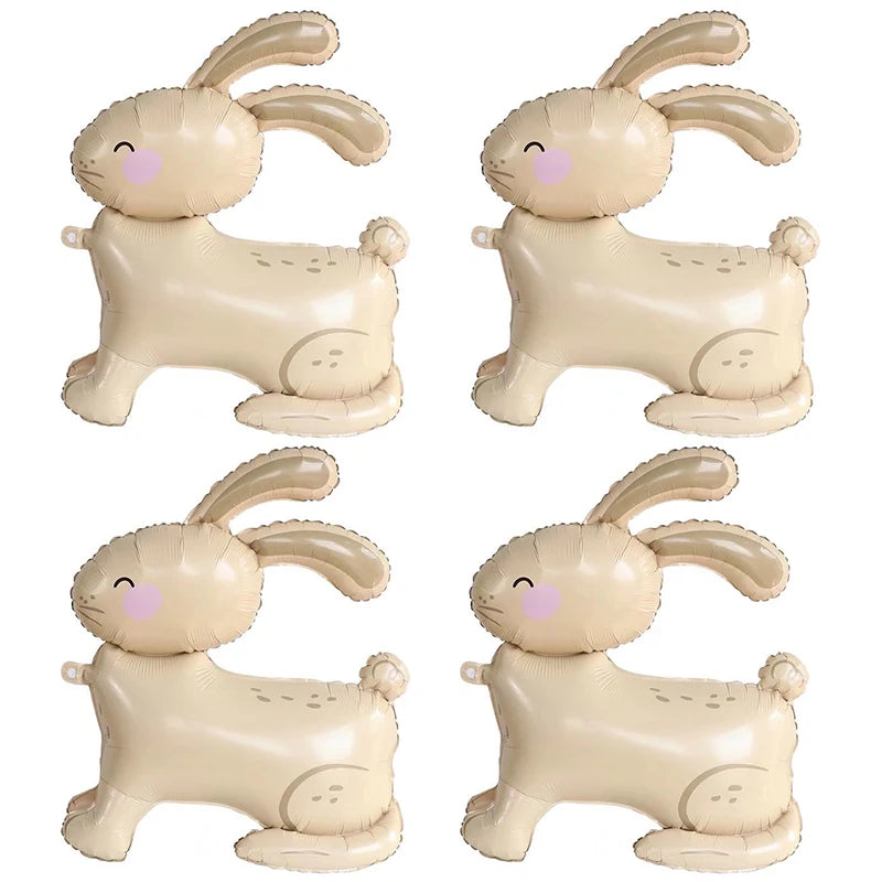 4pcs 4D Standing Rabbit Balloon Cute Cartoon Animal Foil Ballon Wedding Happy Birthday Party Decoration Kids Toys Baby Shower