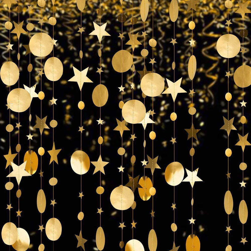 4M Glitter Champagne Gold Paper Banner Garland Happy Birthday Decoration for Adult Kids Boy Girl Baby Shower Wedding Party Decor