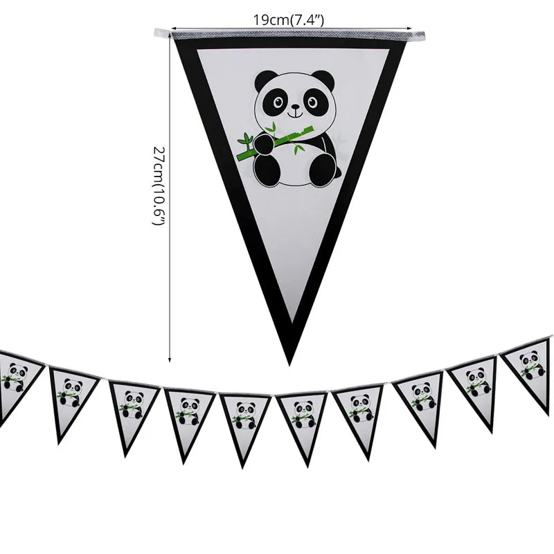 Panda Theme Party Decoration Kids Birthday Party Supplies Cute Panda Disposable Tableware Banner Cookie Bag Baby Shower Decor