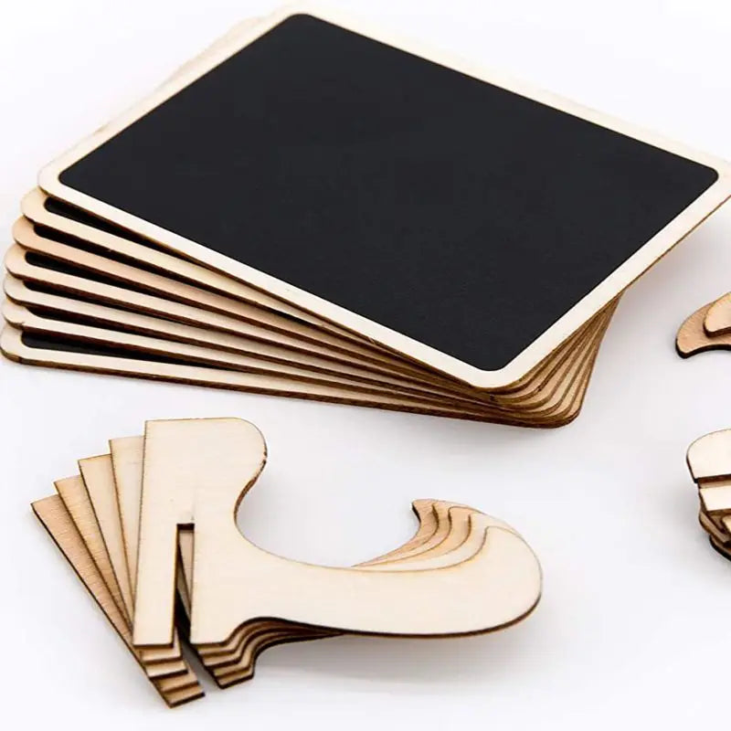 10PCS Mini Chalkboard Signs with Easel Wedding, Birthday Parties, Message Board Signs and Event Decor Wooden Place Cards