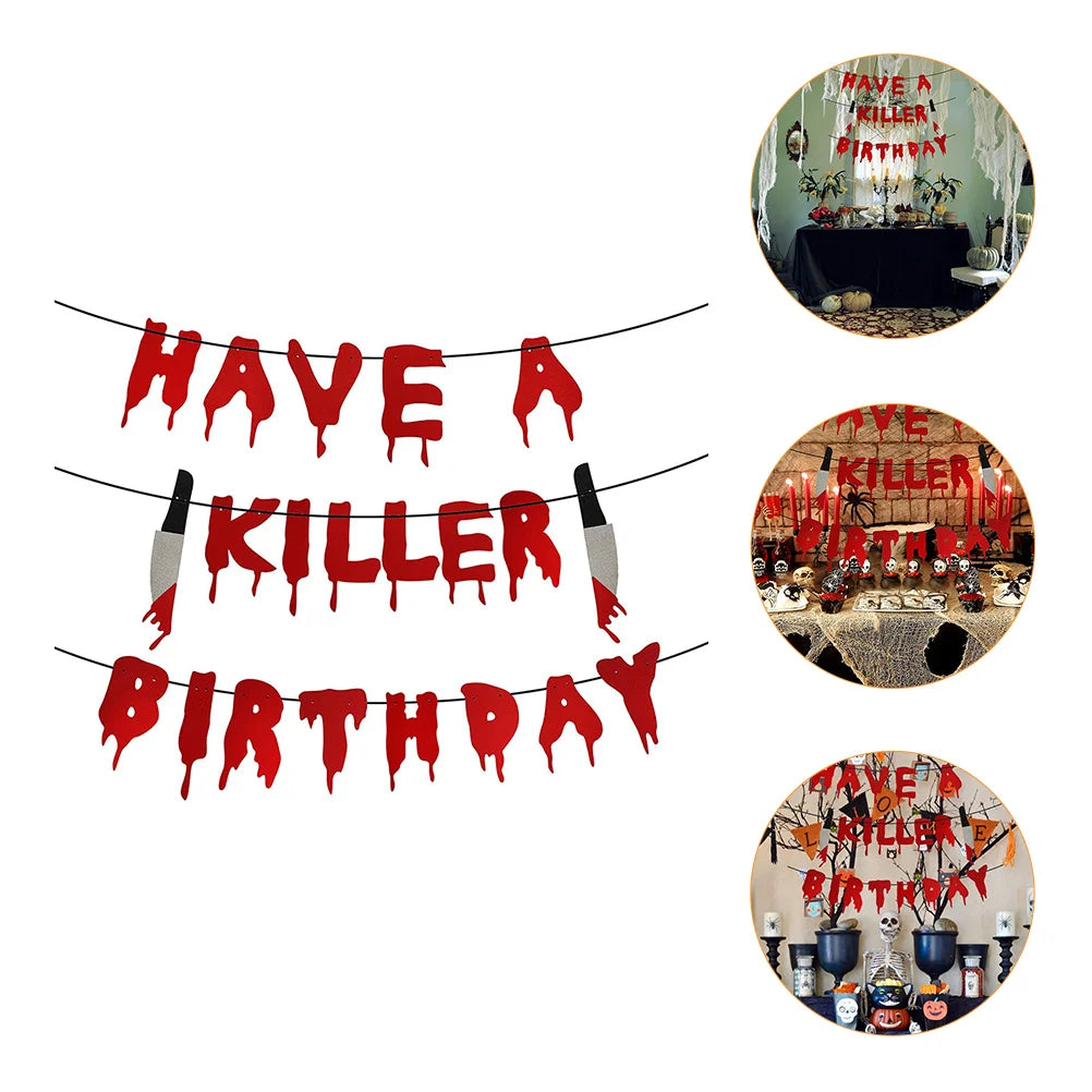Halloween Banner Party Decoration Red Bloodknife Have Killer Birthday Supplies Horror for Paper