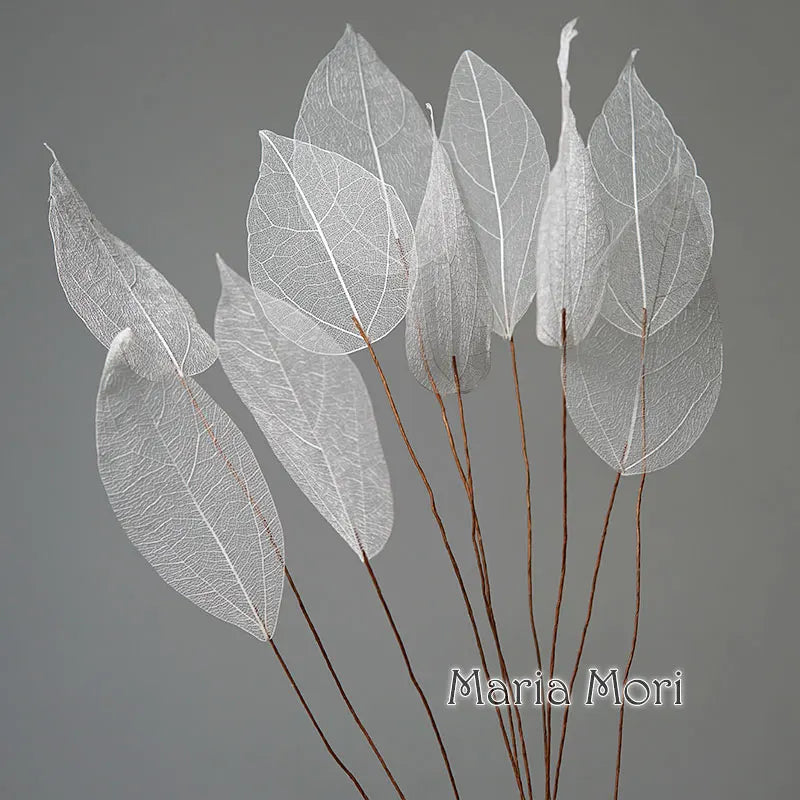 Home Decoration Lucency Leaves Natural Leaf Vein Immortal Artificial Flowers Wedding Table Decoration Wire Stem