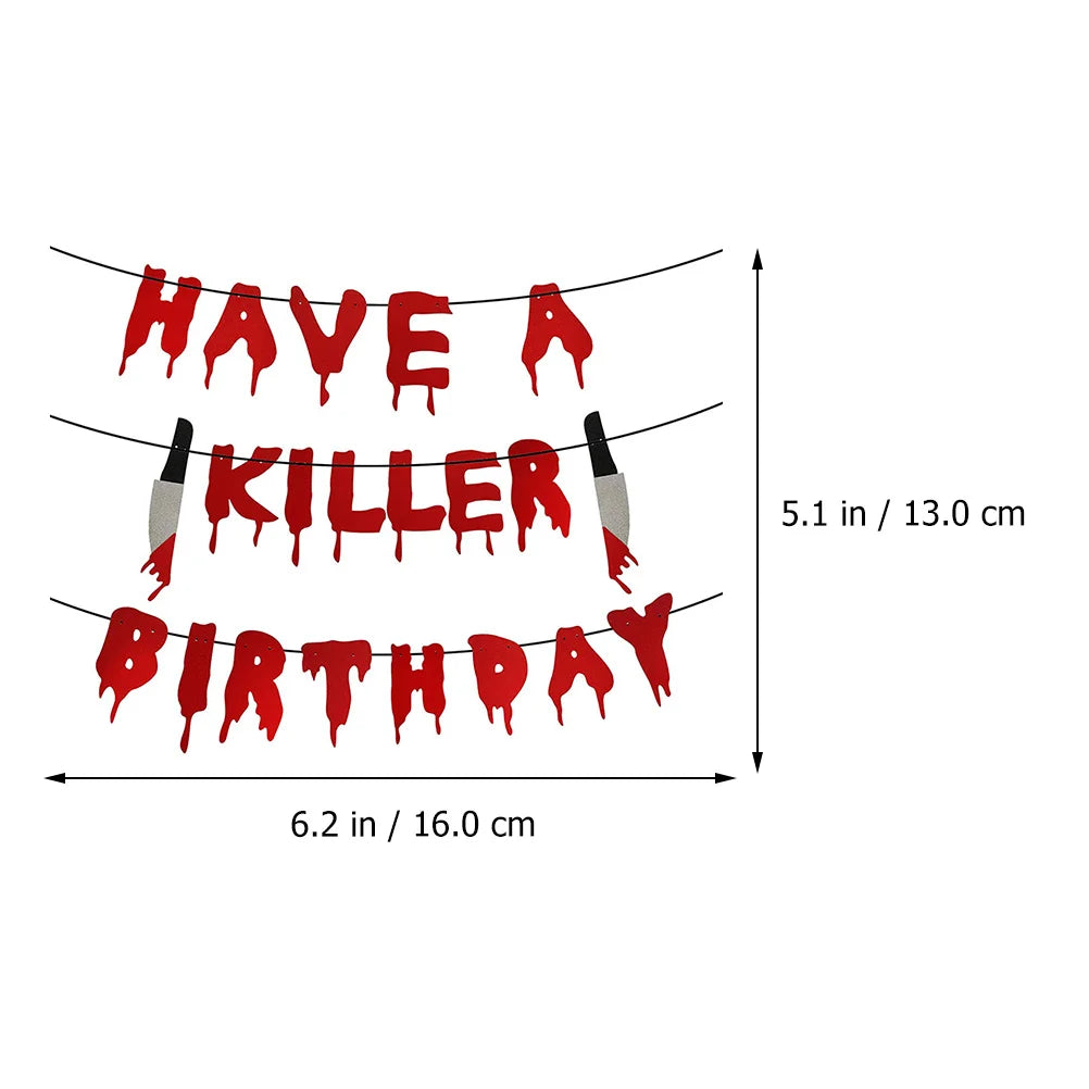 Halloween Banner Party Decoration Red Bloodknife Have Killer Birthday Supplies Horror for Paper