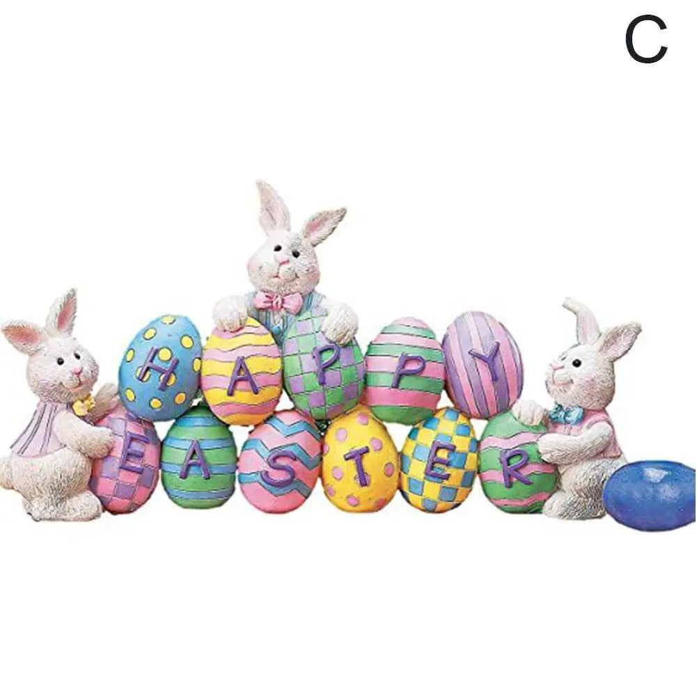 Spring Easter Bunny Rabbit Wooden Ornaments DIY Crafts Kids Toy Gift Happy Easter Decoration 2025 Party Home Desktop Decorations