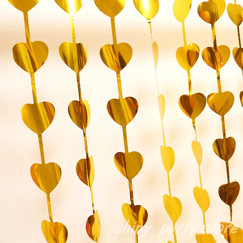 1m×2m Heart Rain Curtain Party Decoration Valentine's Day Atmosphere Background Decor For Birthday Parti Wedding Shooting Props