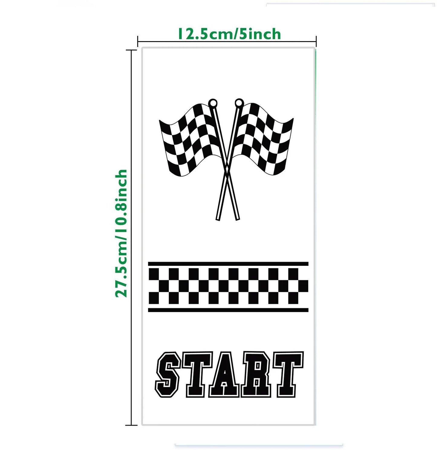 10-50pcs Race Car Cellophane Candy Bags Checkered Racing Flag Treat Bags Goodie Bags Racing Car Themed Birthday Party Supplies